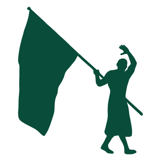 Flag bearer waving silhouette