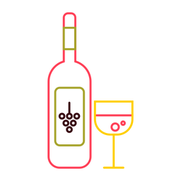 Botella de vidrio trazo de color vino Diseño PNG