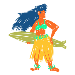 Hawaiian female surfer illustration PNG Design