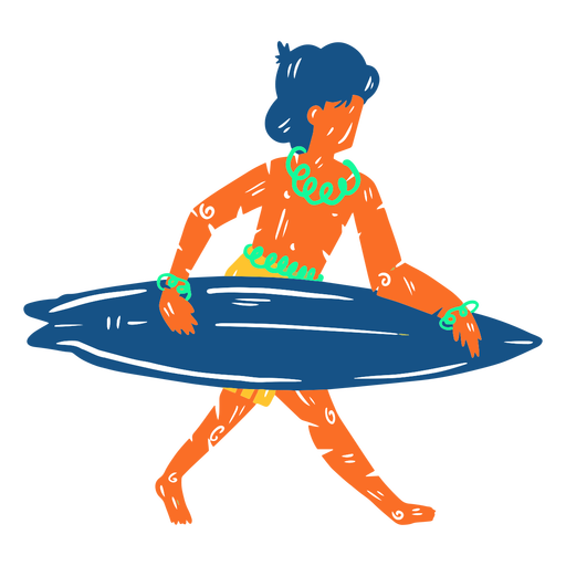Ilustraci?n de surfista masculino hawaiano Diseño PNG