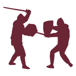 Soldados medievais lutando contra a silhueta Desenho PNG
