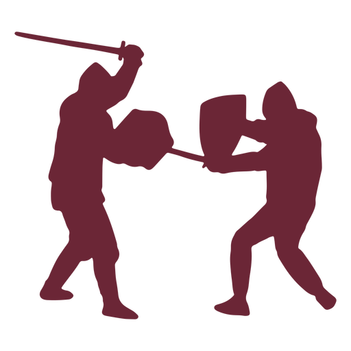 Medieval soldiers fighting silhouette PNG Design