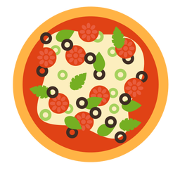Pizza pepperoni oliva italiano plano Transparent PNG