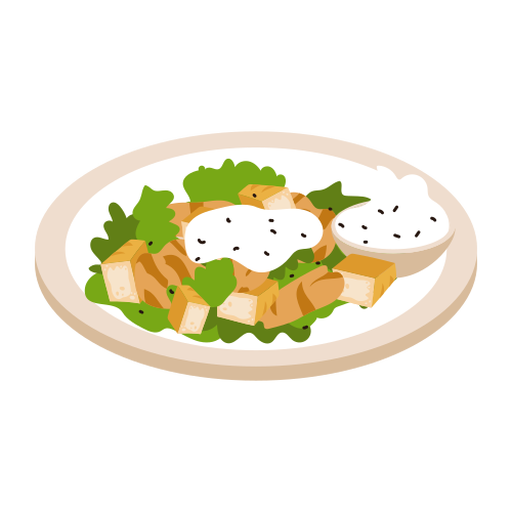 Salad dish crouton illustration