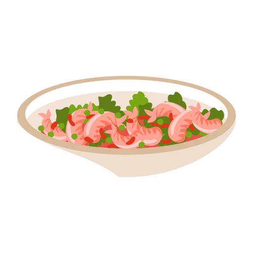 Ilustración de plato de ensalada de mariscos