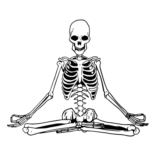 Cr?neo yoga meditar ilustraci?n esqueleto