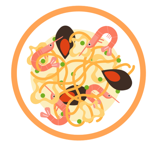 Spaguetti seafood illustration