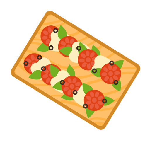 Plano de tomate y mozzarella
