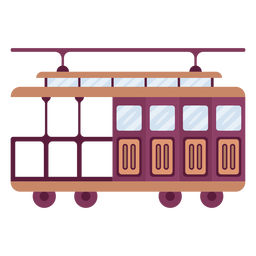 Vintage Straßenbahn Fahrzeug flach PNG-Design