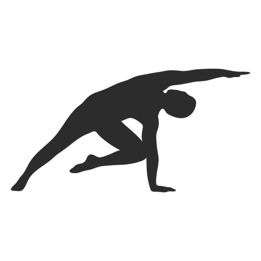 Silhueta de alongamento em pose de ioga