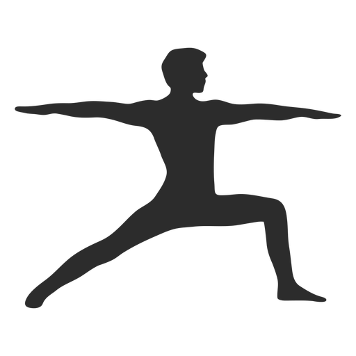 Silueta de pose de guerrero de yoga
