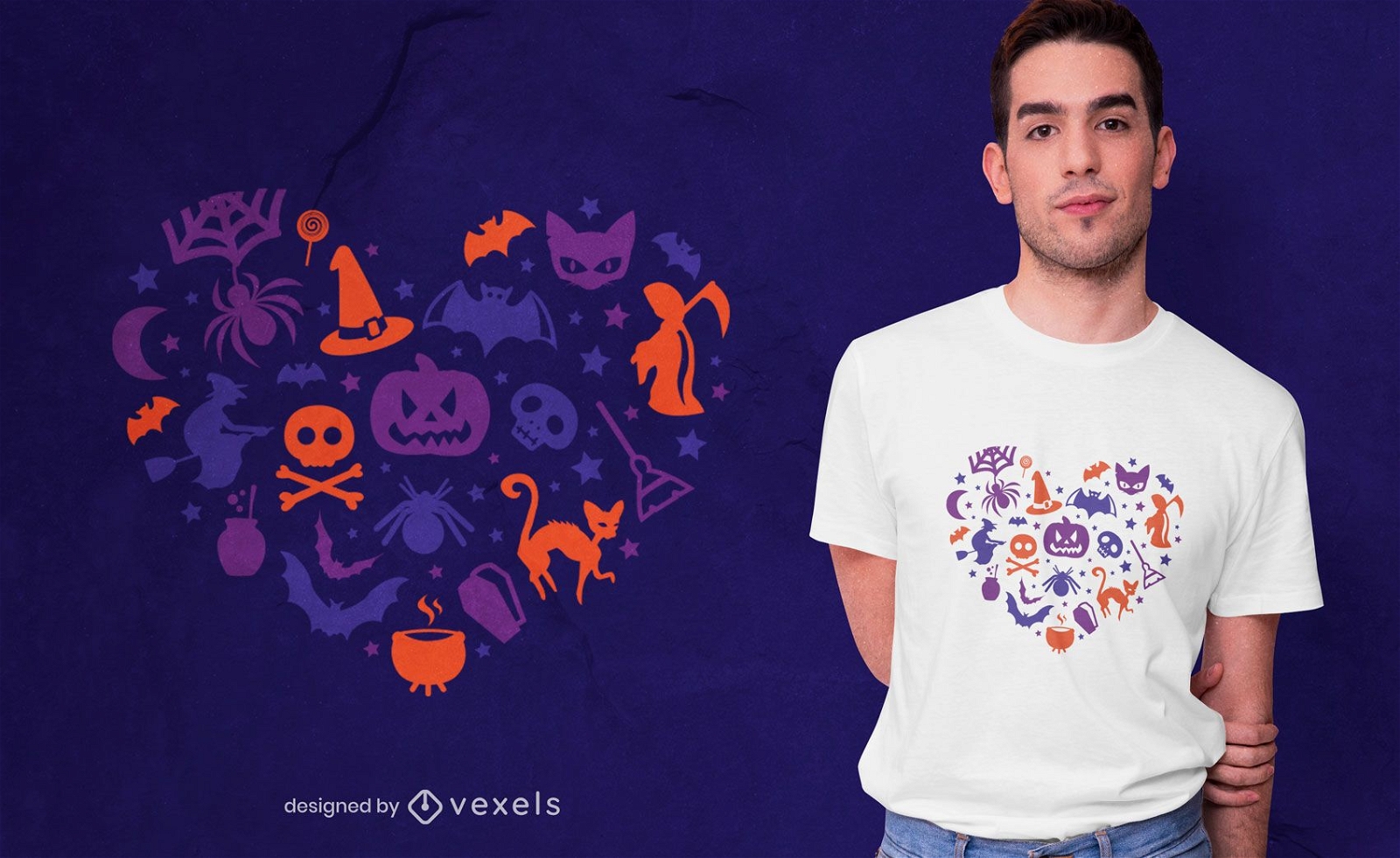 Design de camiseta com coração de Halloween