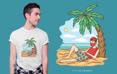 Diseño de camiseta de vacaciones en cuarentena. Diseño de camiseta de vacaciones en cuarentena.