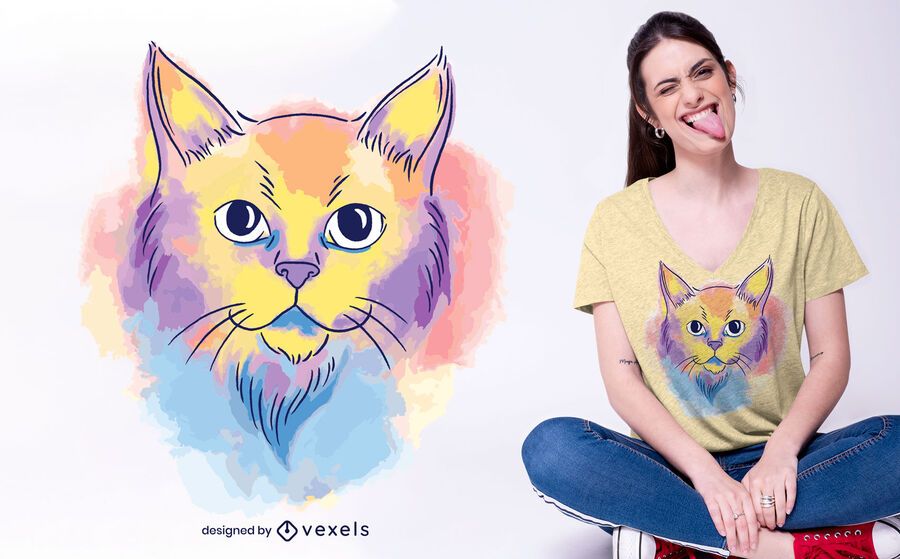Watercolor cat t-shirt design Watercolor cat t-shirt design