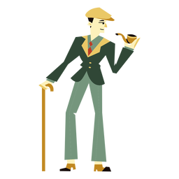 Años 20 art deco hombre caña personaje de pipa Diseño PNG