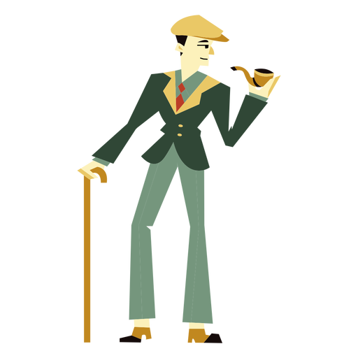 A?os 20 art deco hombre ca?a personaje de pipa Diseño PNG