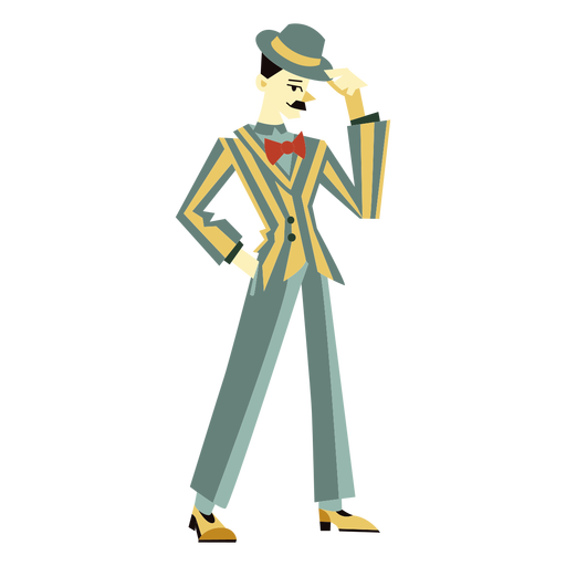 20er Jahre Art Deco Mann Tipp Hut Charakter PNG-Design