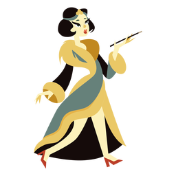 Art Deco Frau Pelzmantel Charakter PNG-Design