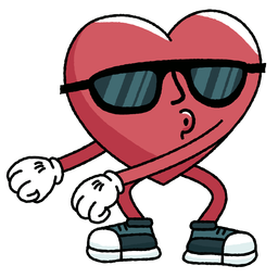Dancing heart sunglasses sneakers character PNG Design