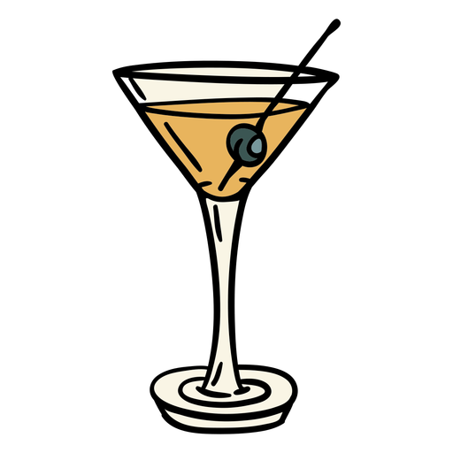 Dirty cocktail drink olive illustration