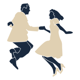 Duotone swing dancing couple jumping Transparent PNG