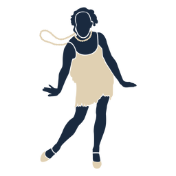 Duotone swing woman pearl necklace dancing PNG Design