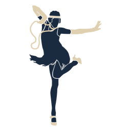 Duotone Frau Stirnband Handschuhe tanzen PNG-Design
