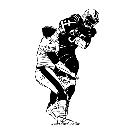 Football players tackle illustration PNG Design