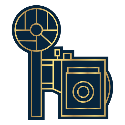Geometrische Linie Vintage Kamera Gold PNG-Design
