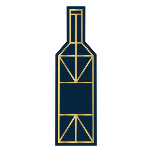 Botella de vino línea geométrica oro Diseño PNG