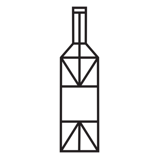 Geometric line wine bottle stroke PNG Design