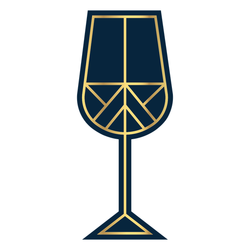 Copa de vino línea geométrica oro Diseño PNG
