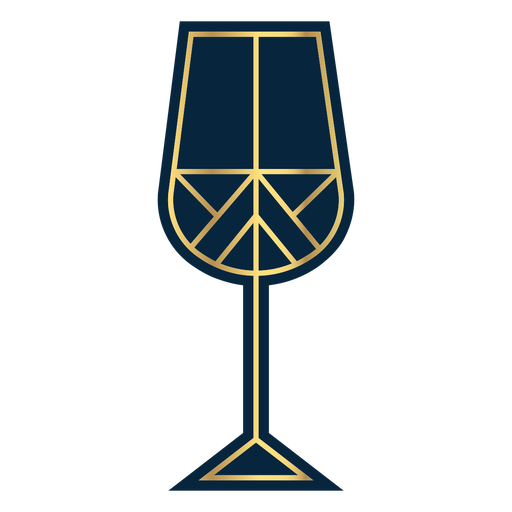 Copa de vino l?nea geom?trica oro Diseño PNG