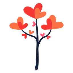 Corazón de hojas de árbol plano Diseño PNG