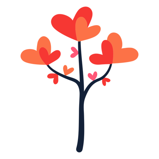 Heart leaves tree flat PNG Design