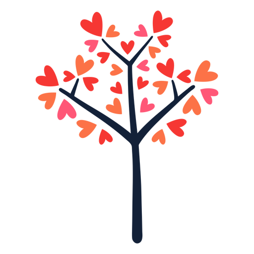 Árvore plana com coração rosa Desenho PNG