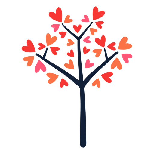 Corazón rosa árbol plano Diseño PNG