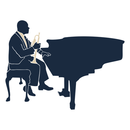 Duotono de trompeta pianista jazz player Diseño PNG