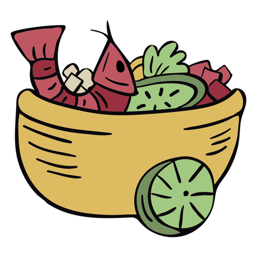 Ilustración de tazón de ceviche peruano