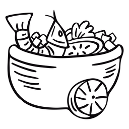 Peruvian ceviche bowl stroke PNG Design