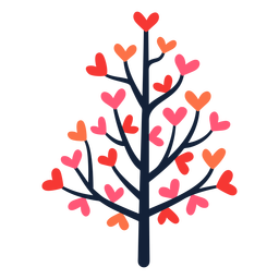 Árvore de coração rosa com folhas planas Desenho PNG