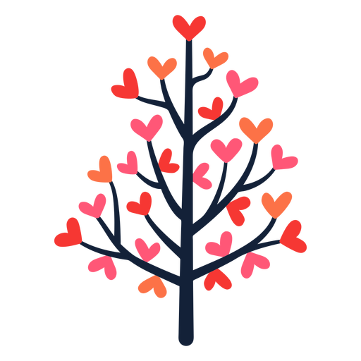 Árbol de corazón rosa hojas planas Diseño PNG