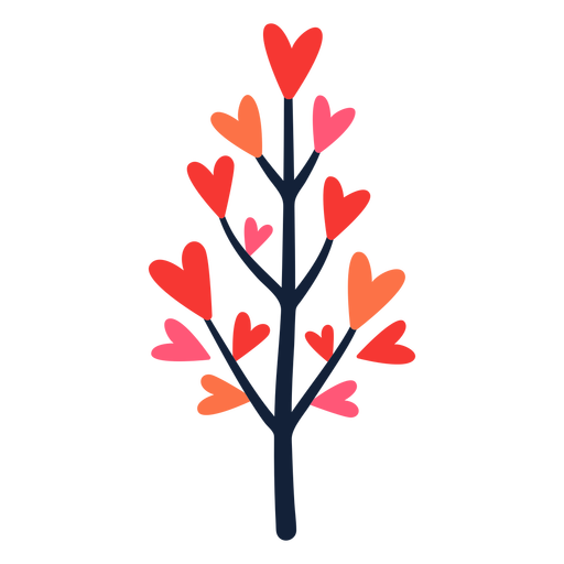 Árbol corazón hojas planas Diseño PNG