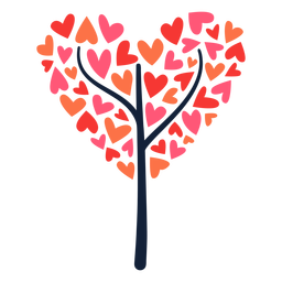 Tree heart shape flat PNG Design
