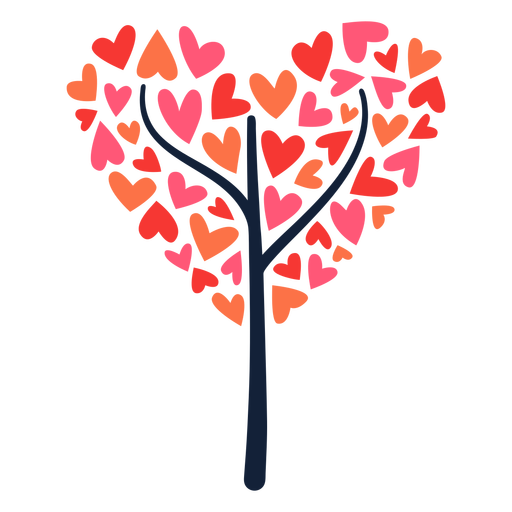 Forma de coração de árvore plana Desenho PNG