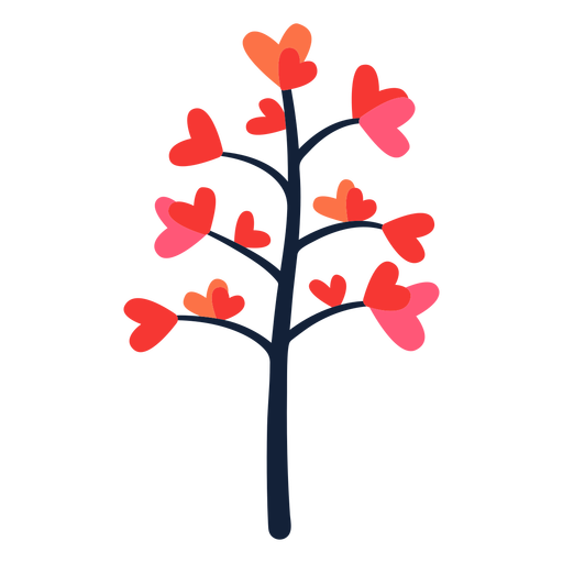 Árbol corazón rosa hojas planas Diseño PNG