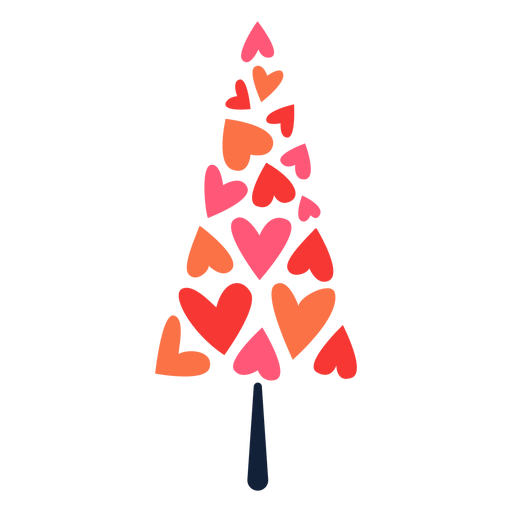 Triángulo árbol corazón hojas planas Diseño PNG