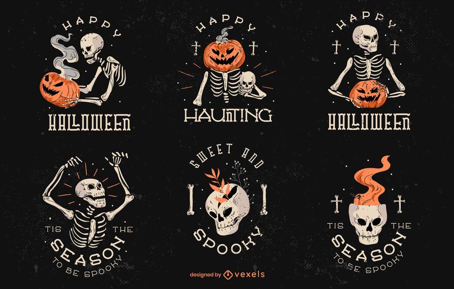 Creepy halloween badge set Creepy halloween badge set