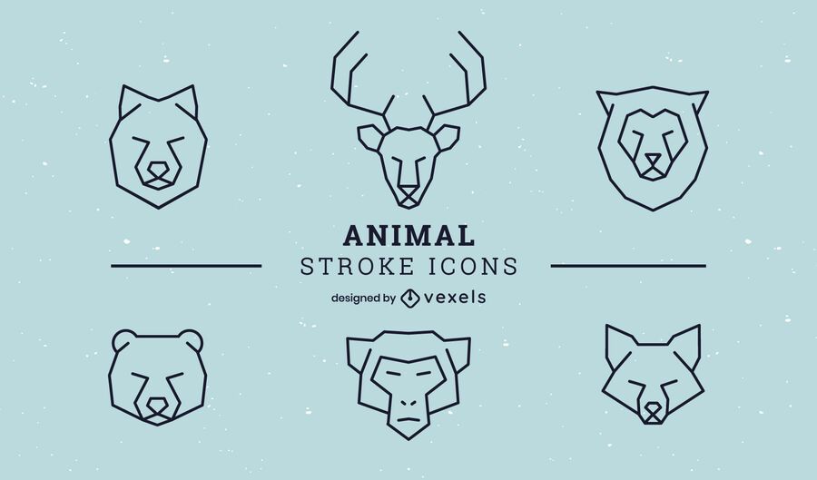Conjunto de iconos de trazo animal Conjunto de iconos de trazo animal