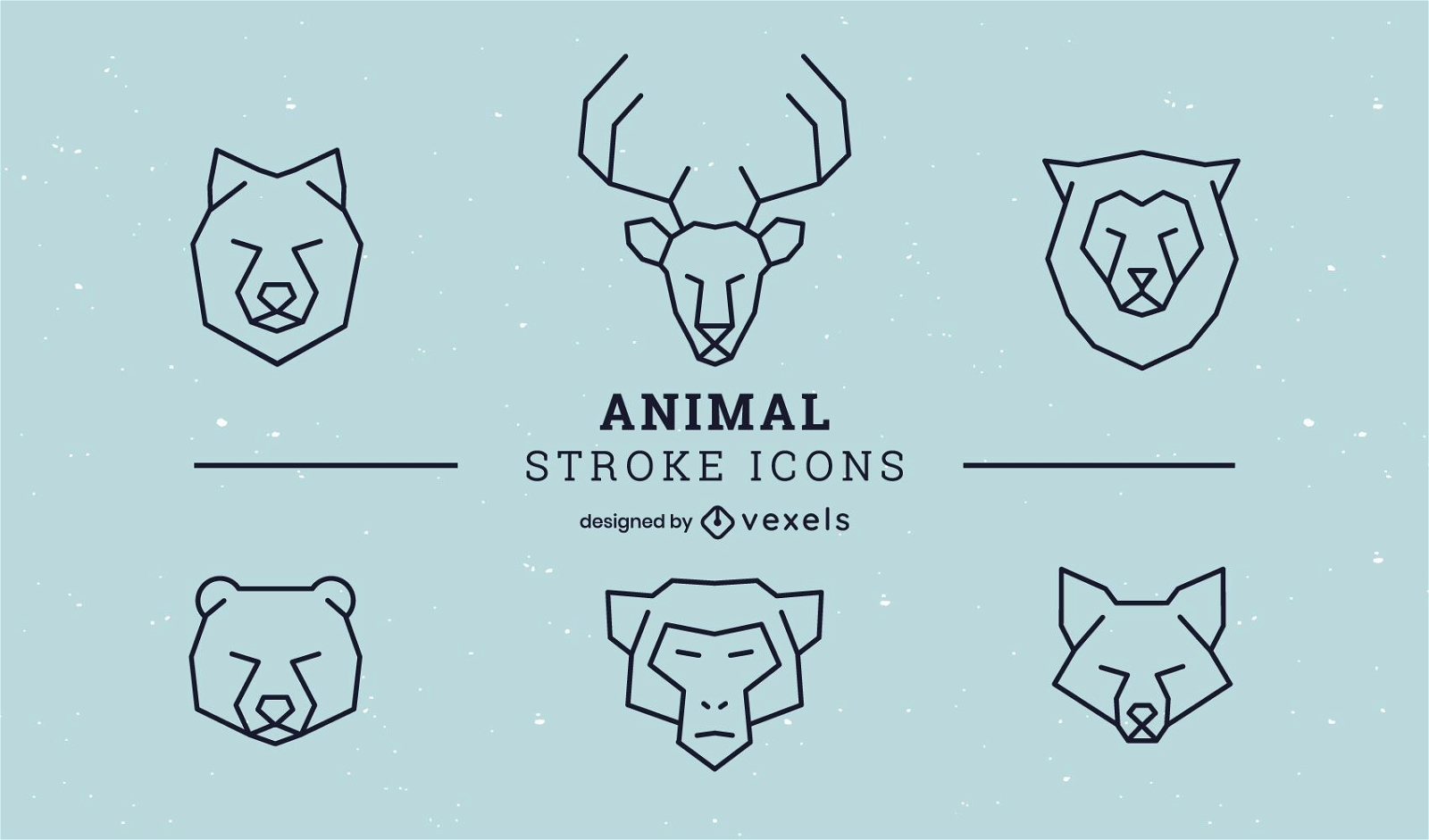 Animal stroke icon set